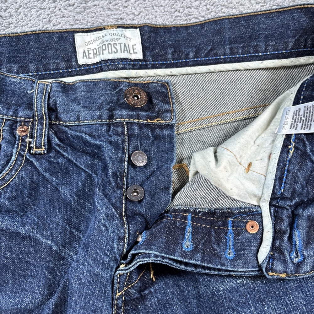 Aeropostale Driggs Slim Bootcut Jeans Mens Sz 31x32 Distressed Blue Denim Cotton - Picture 4 of 14